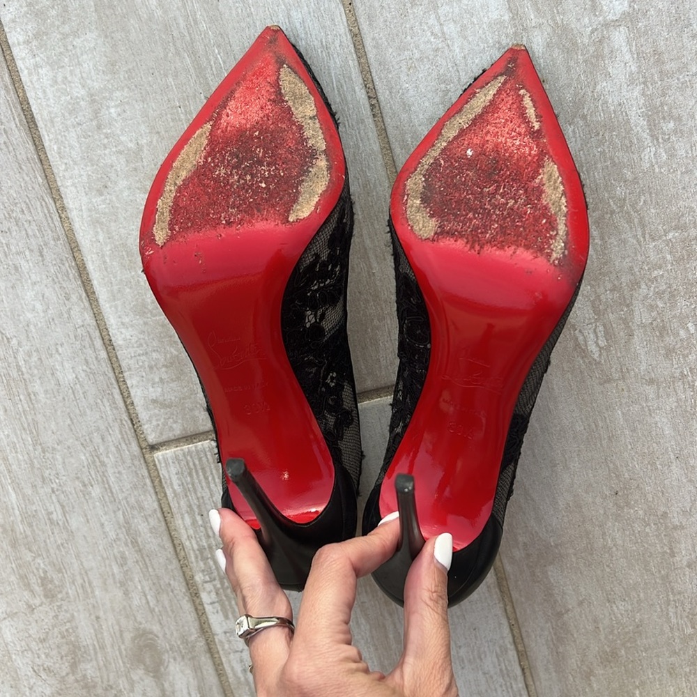 Christian Louboutin Black Lace Heels - Picture 8 of 9